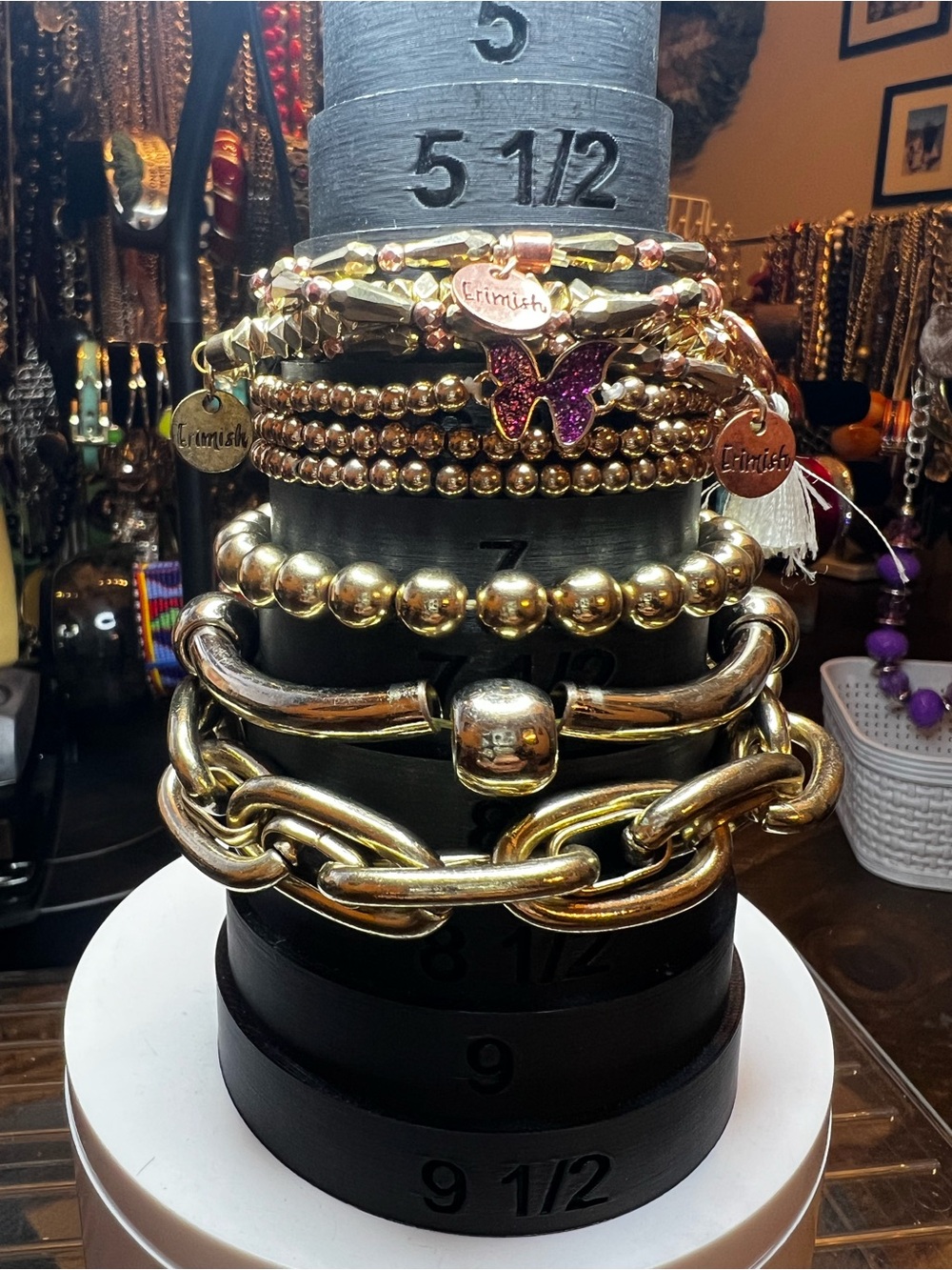 Lot of Gold-Tone Beaded Bracelets in various styles- Lot 008
